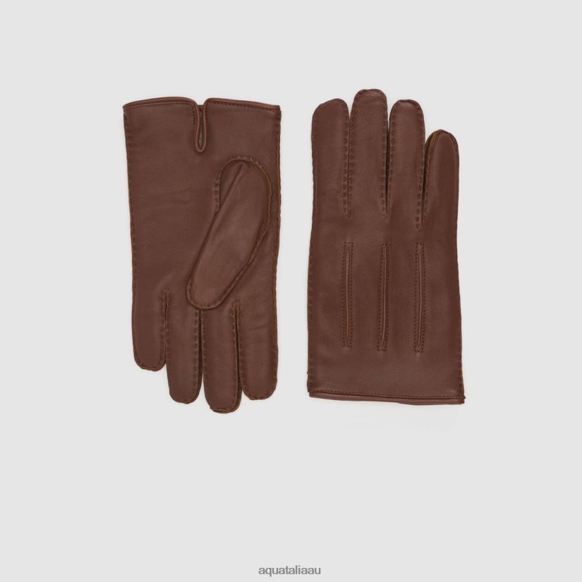 LEATHER GLOVE Men Aquatalia Accessories 2T842D399 COGNAC