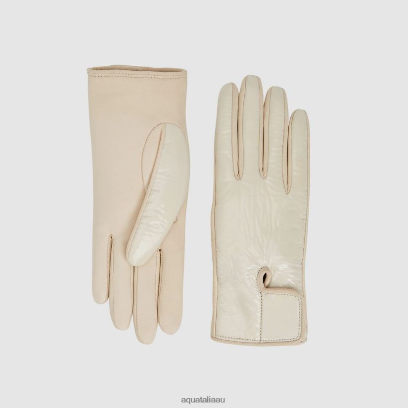 PATENT LEATHER GLOVE Women Aquatalia Accessories 2T842D378 TAUPE