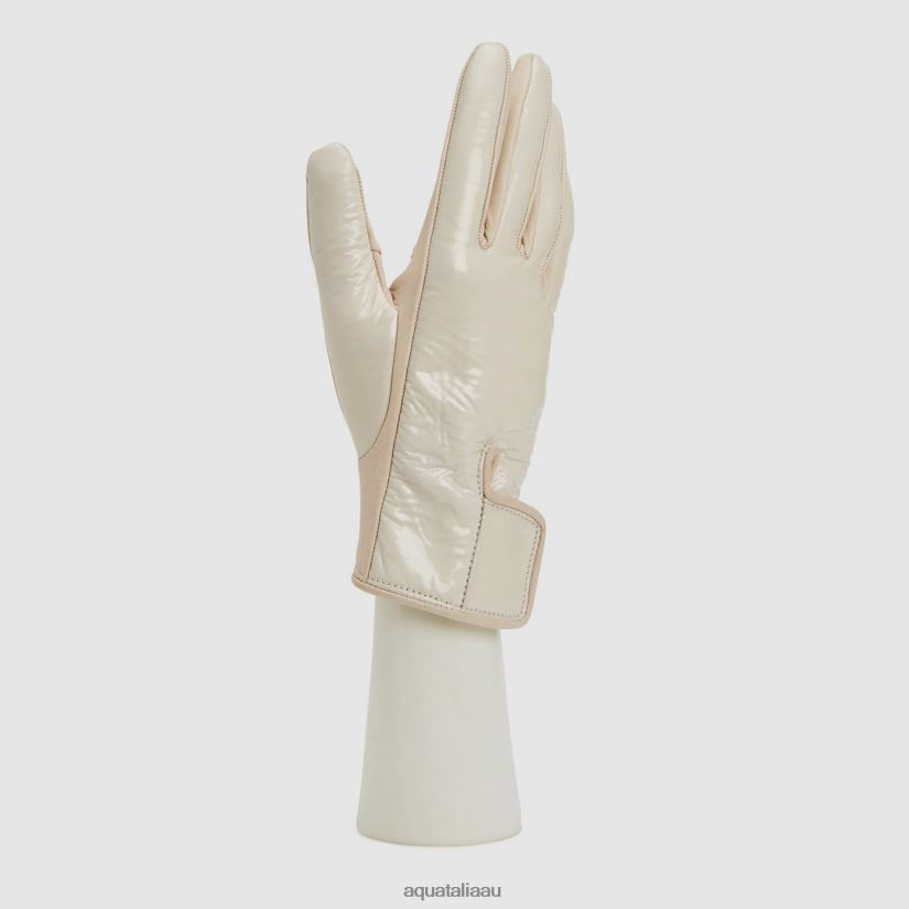 PATENT LEATHER GLOVE Women Aquatalia Accessories 2T842D378 TAUPE