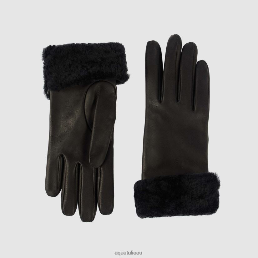 SHEARLING CUFF GLOVE Women Aquatalia Accessories 2T842D375 BLACK